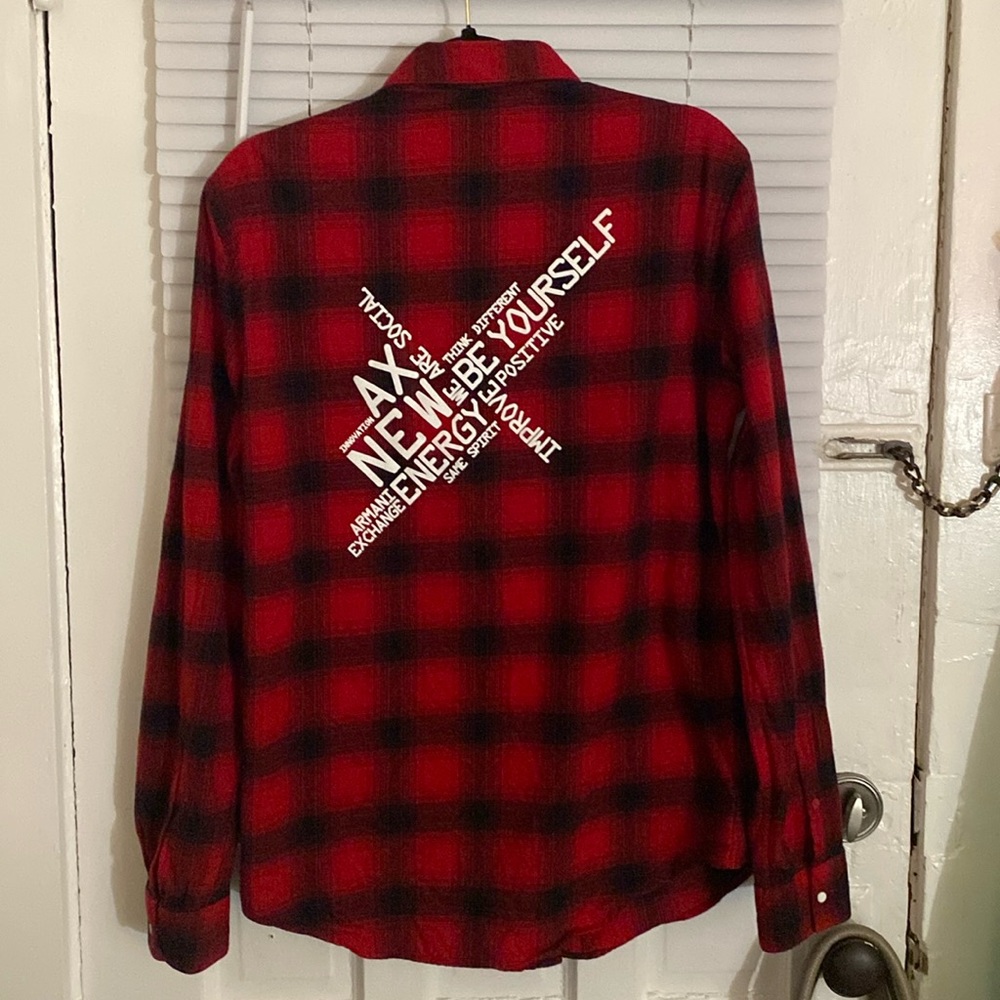 Armani Exchange Red and Black Flannel